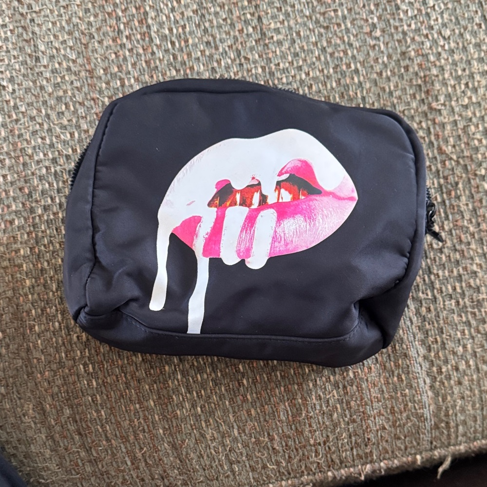 Kylie Cosmetics Black Bag with Pink Lip Design